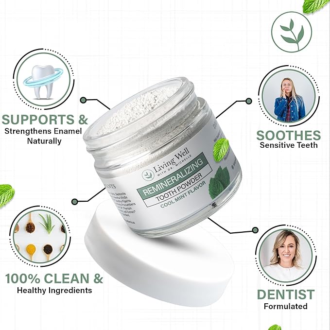 Remineralizing Tooth Powder | Fluoride-Free Hydroxyapatite Formula | Supports Enamel Strength & Oral Wellness | Safe, Clean Ingredients | Cool Mint Flavor-Ruum Studio Home