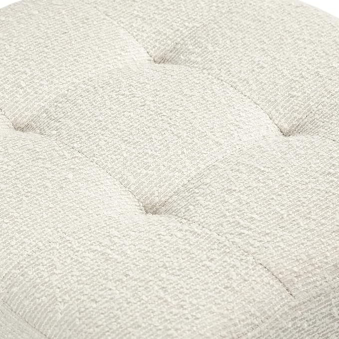 Adeco 18 Inch High Cube Ottoman Storage, Linen Chair Foot Stools, Upholstered Vanity Stool with Hinged Lid, Solid Wood Legs (White Circle Yarn)-Ruum Studio Home