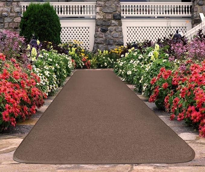 House, Home and More Outdoor Carpet Runner - Brown - 4 Feet x 25 Feet-Ruum Studio Home