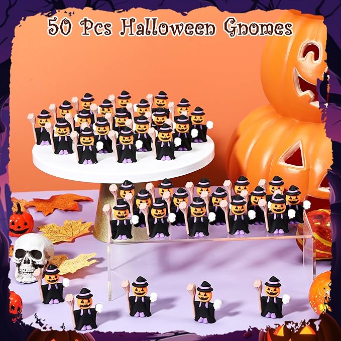 50 Pcs Halloween Mini Figurines Tiny Pumpkin Figures to Hide and Seek Rubber Wizard Miniatures Ornaments Gifts for Halloween Party Favors Table Decorations(Wizard)-Ruum Studio Home