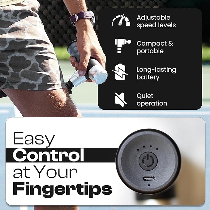 The Therapeutic Mini Massage Pistol with Portable Carrying Case, 4 Massage Speeds, 6 Colors | Fast USB Type C Charging | Massage Tool for Pain Relief | Stylish and Powerful Massage Gun-Ruum Studio Home