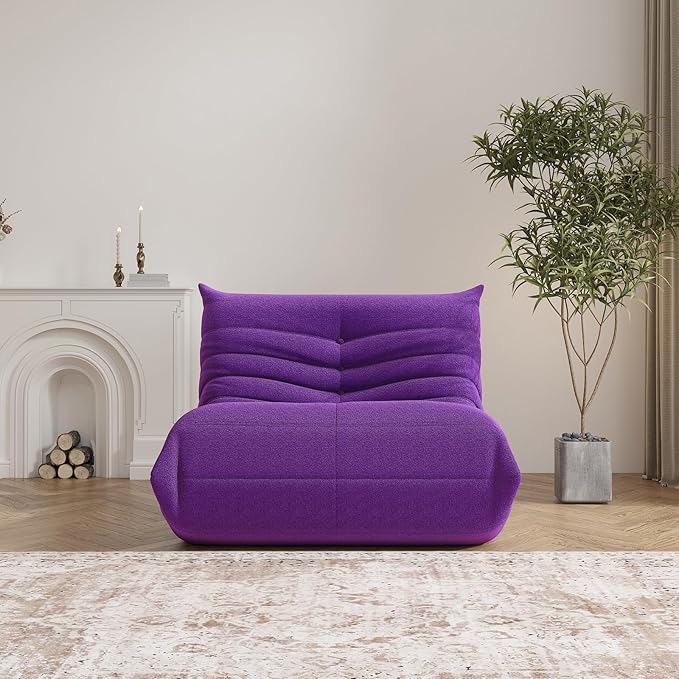 Bean Bag Chair, Fireside Chair Bean Bag Sofa Large Bean Bag Chair for Adults, Bean Bag Chairs for Teens with High Density Comfortable Foam, Memory Foam Bean Bag for Living Room, Bedroom (Purple)-Ruum Studio Home