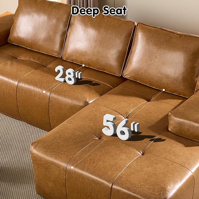 ovios Sectional Cloud Couch for Living Room, Modular Floor Sofa with Plush Corduroy, No Assembly Required, Big Comfy Couches Set with Fluffy Memory Foam, Stupendous U Shaped Sofas with Chaise, Brown-Ruum Studio Home