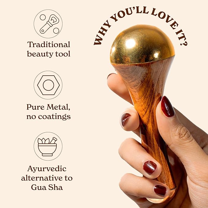Kansa Wand Facial Massage Tool| for Radiant Skin & Lymphatic Drainage| Detoxifies Skin, Balances PH & Gives Sculpted Face-Ruum Studio Home