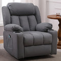 Rocker Swivel Recliner Chair for Adults, Overstuffed Large Manual Recliner Glider with Massage and Heat, Comfy Soft Fabric Living Room Reclining Sofa Chair(Technical Grey)-Ruum Studio Home