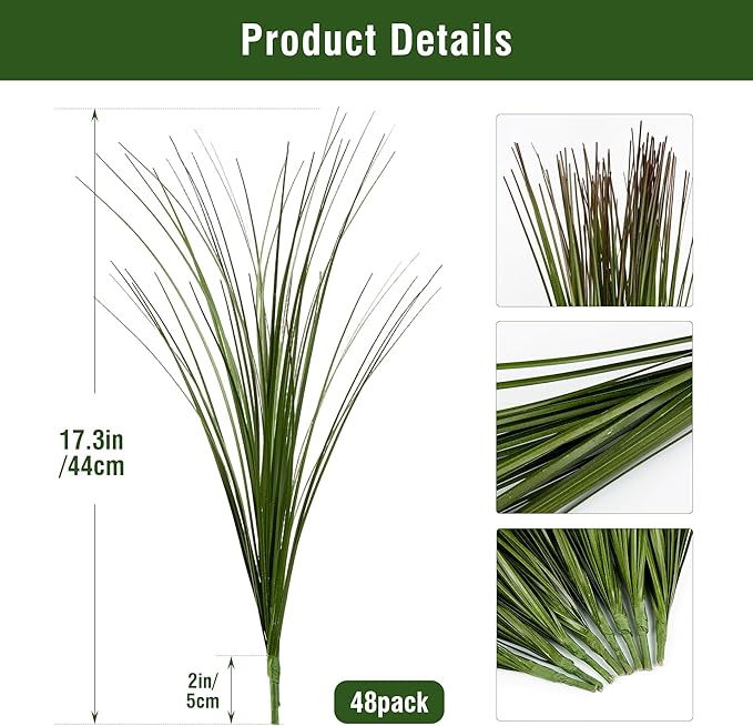 48PCS 17.3" Fake Plants Artificial Wheat Grass Greenery Plastic Plants Fake Grass Artificial Plants for Outdoor Decor Artificial Grass Plant with Greenery Stems for Indoor Home Decoration-Ruum Studio Home