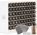 AllSpice Spice Rack Organizer, Wood, 525 Unique Labels, Countertop or Wall Mount, Includes 60 4oz Jars- Matte White-Ruum Studio Home