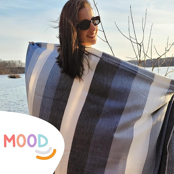LATITUDE ZERO Alpaca Wool Throw Blanket | Warm, Ultra-Soft, Breathable, Non-Itchy Blanket-Throw | Hypoallergenic and Beautiful Fabric (Blue)-Ruum Studio Home