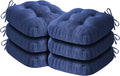 Chair Cushions for Dining Chairs, Dining Chair Cushions, Tufted Indoor Chair Pads with Ties & Non Slip Backing, Seat Cushions for Kitchen Chairs 16.5” x 16.5” x 3.5”, Set of 6, Navy Blue-Ruum Studio Home
