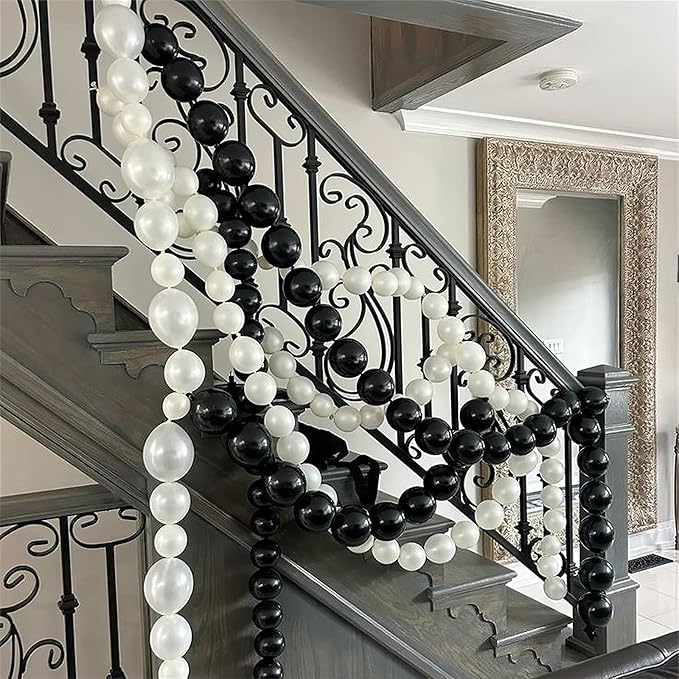 Black and White Quick Link Balloons, 100PCS Latex Linking Balloons for Making Balloon Wall Balloon Arch Balloon Chains and Wedding Birthday Baby Shower Engagement Graduation Party Decorations (6inch)-Ruum Studio Home