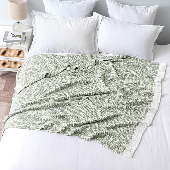 MIULEE Sage Green Super Soft Throw Blanket for Couch, Cozy Fluffy Warm Throws Knit Blankets for Sofa, Bed, Chair, Living Room, Camping, Picnic, Spring Home Decor,50 x 60 inch-Ruum Studio Home