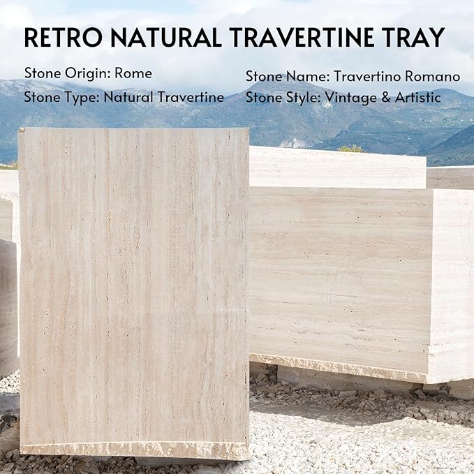 Koville Marble Square Book Ends, Heavy Duty Book Holders, Bookends for Shelves, Office Bookshelf Decor for CDs/Video Games(Travertino Romano)-Ruum Studio Home