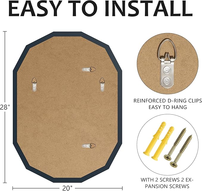 Bathroom Mirrors for Over Sink, Round Frameless Mirrors for Wall, 20x28 Inch Beveled Bathroom Mirror, Bathroom Vanity Circle Mirror for Bedroom Living Room Entryway Home Decor-Ruum Studio Home