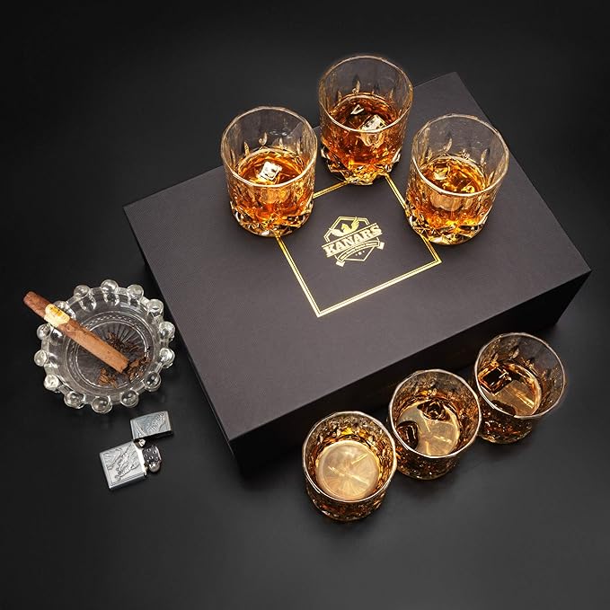 KANARS Whiskey Glasses Set of 6 with Elegant Gift Box,10 Oz Premium Old Fashioned Crystal Glass Tumbler for Liquor, Scotch, Cocktail or Bourbon Drinking, Gifts for Birthday Wedding Anniversary-Ruum Studio Home