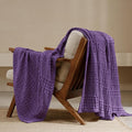 PHF 100% Cotton Waffle Weave Throw Blanket, Soft Lightweight Breathable Cozy Summer Throws for Couch Bed Sofa, Luxury Aesthetic Woven Blanket for Home Decor & Office, 50"x60", Grape-Ruum Studio Home
