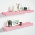 BAMEOS Pink Floating Shelves for Wall, 24" x 6" Wall Shelves for Room, Floating Book Shelves, Hanging Shelves for Bedroom, Bedroom, Living Room, Kitchen (Set of 2)-Ruum Studio Home