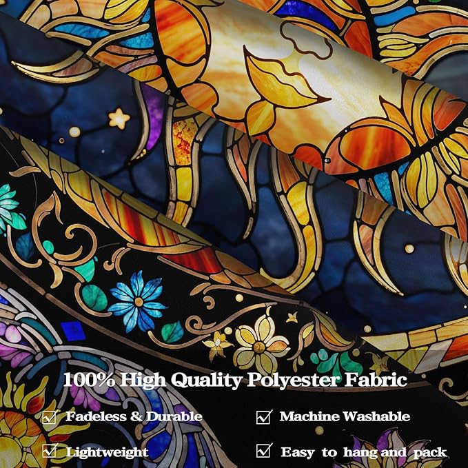 Lunerfex Sun Tapestry Stained Glass Tapestry Wall Decor Tapestries for Bedroom Boho Tapestries Wall Hanging for Bedroom Living Room Glass-Sun-01 60"x80"-Ruum Studio Home