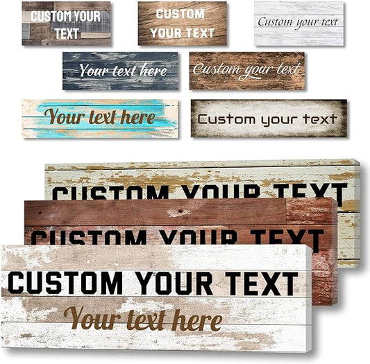LZIMU Custom Text Signs Wall Decor Personalized Canvas Quote Family Sign Wall Art Wood Background Rustic Farmhouse Decor Framed (7"x21")-Ruum Studio Home