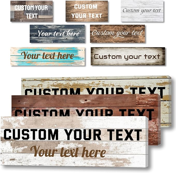 LZIMU Custom Text Signs Wall Decor Personalized Canvas Quote Family Sign Wall Art Wood Background Rustic Farmhouse Decor Framed (4"x12")-Ruum Studio Home
