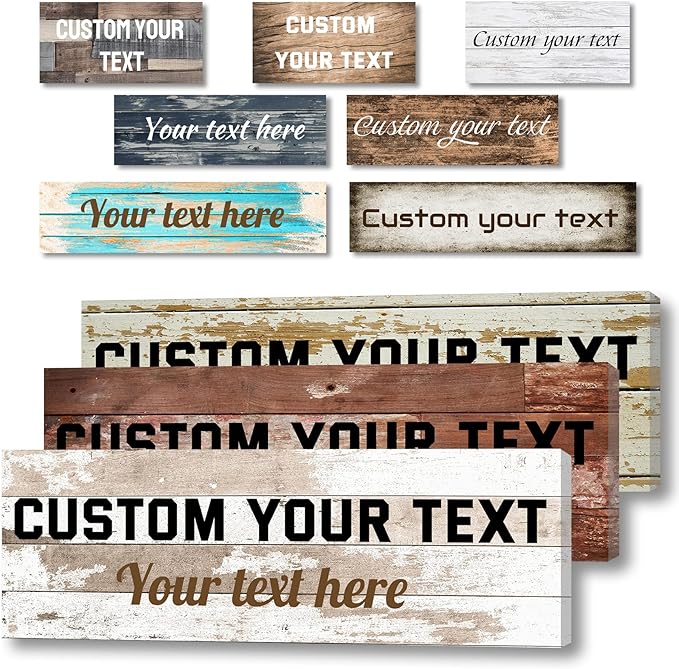 LZIMU Custom Text Signs Wall Decor Personalized Canvas Quote Family Sign Wall Art Wood Background Rustic Farmhouse Decor Framed (12"x36")-Ruum Studio Home