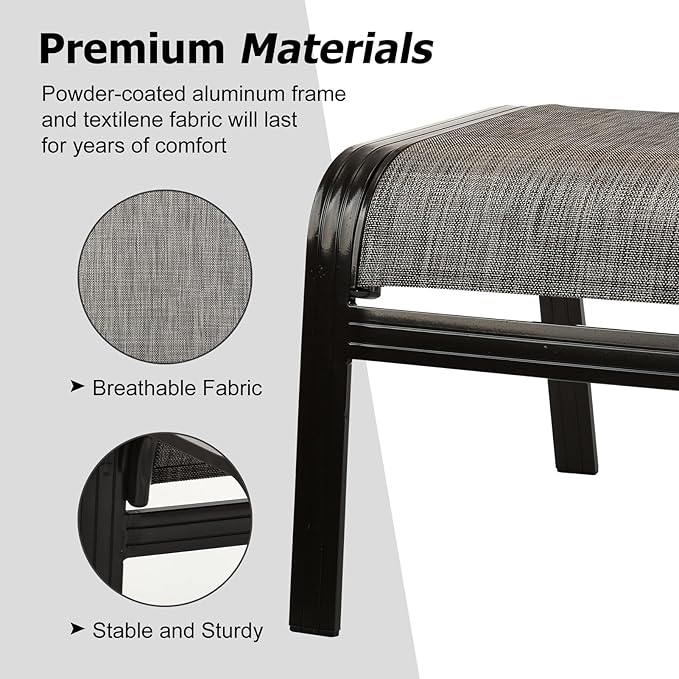 Patio Outdoor Ottoman Footstools Assembled Aluminum Footrest Side Table Small Chairs Patio Ottoman 2 Set Brown-Ruum Studio Home