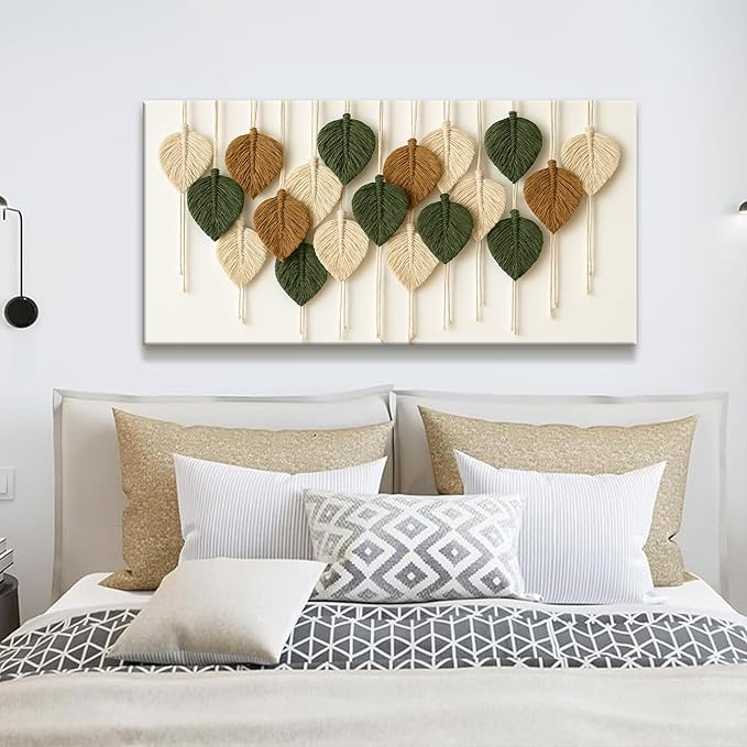Boho Wall Art Chic Home Wall Art Modern Bohemian Feather Canvas Wall Art Decor For Apartment Dorm Living Room Bedroom Nursery Backdrop 20"W X 40"L Ready To Hanging-Ruum Studio Home