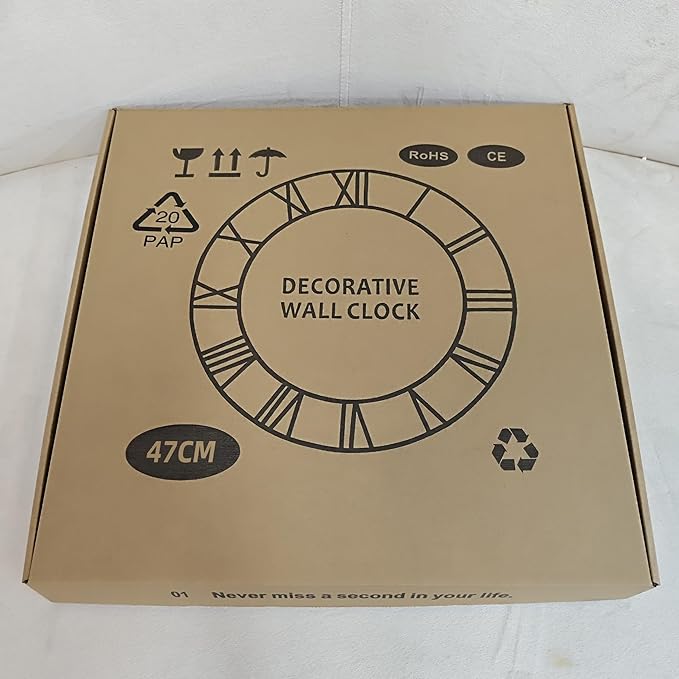 Large Wall Clock for Living Room Decor - 47cm/ 18 Inches Silent Non-Ticking Metal Wall Clocks Battery Operated, Vintage Decorative Modern Wall Clock for Bedroom, Office, Farmhouse Decor-Ruum Studio Home