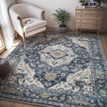 AMOAMI-4X6 Area Rugs for Living Room -Soft Vintage Bedroom Rugs-Non Slip Washable Rug-Throw for Living Room Bedroom Bedside Dining Room Office Blue-Ruum Studio Home