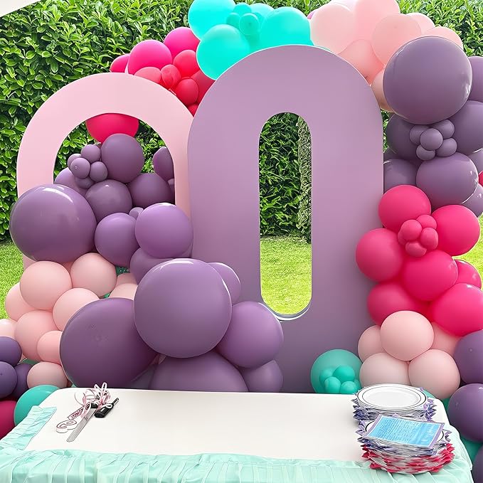 Pink Purple Blue Balloons 60 Pcs Hot Pink Light Pink Teal Purple Latex Balloon Pastel Purple Teal Pink Confetti Balloons for Kids Magic Theme Mermaid Princess Birthday Baby Shower Party Decor-Ruum Studio Home
