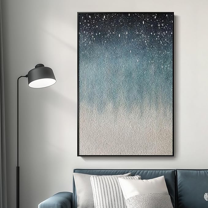 VAN GOGH ART Framed Blue Abstract Starry Night Art Print, 24x36 Inch, Modern Wall Art for Living Room, Bedroom, Office-Ruum Studio Home