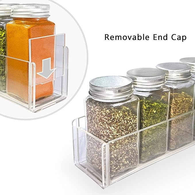 PMMASTO Adhesive Acrylic Spice Rack Organizer for Wall with Nano Double Sided Tape, Spice Shelf Organization for Kitchen Cabinet Door/Pantry Door, Wall Mount Seasoning Rack (Clear-2 Pack)-Ruum Studio Home