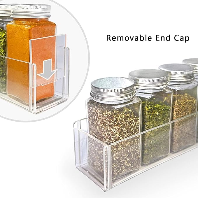 PMMASTO Adhesive Acrylic Spice Rack Organizer for Wall with 2 Nano Double Sided Tape, Spice Shelf Organization for Kitchen Cabinet Door/Pantry Door, Wall Mount Seasoning Rack (Clear-4 Pack)-Ruum Studio Home