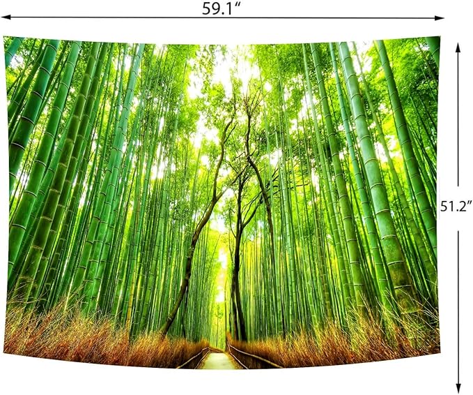 Delur Forest Pathway Tapestry Sunset Tropical Rainforest Nature Tree Tapestry Wall Hanging Sunrise Scenic Natural Green Landscape Headboard for Bedroom Living Room Home Decor (51.2" x 59.1")-Ruum Studio Home