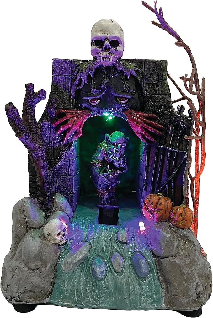 Animated Drainpipe Ghoul Halloween Figurine | Spooky Town Collection Accessories with Multi-Color LED, Motion and Sound for Halloween Decorations | 8.66 Inch-Ruum Studio Home