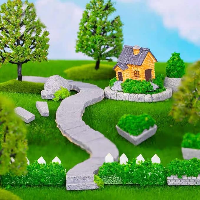4 Packs 6 X 6 Inch Fake Grass Decor for Crafts, Artificial Grass for Dollhouse Miniature Ornament Projects, Model Turf Grass for DIY Fairy Garden Accessories and Decor Kit-Ruum Studio Home