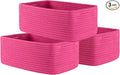 KALLAX Small Woven Basket, 13.5 x 9.5 x 5 Inches, Storage Basket for Organizing, Cute Small Rope Shelf Closet Cube Storage Bins Baskets for Shelves, Dog Toy Gift Baskets Empty, 3 Packs, Hot Pink-Ruum Studio Home