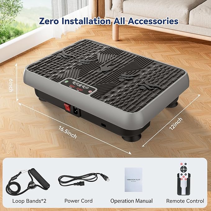 Premium Vibration Plate for Lymphatic Drainage, Weight Loss, Whole Body Workout Power Vibration Plate, Shake Plate,Home Gym Fitness Equipment,Grey-Ruum Studio Home