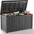 150 Gallon Outdoor Deck Box,Storage Lockable Waterproof Patio Furniture,Garden Tools,Cushions,Pool Accessories Outside Storage Resin Box(Black)-Ruum Studio Home