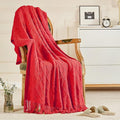 inhand Knitted Gift Throw Blankets for Couch and Bed,Valentines Day Decor Blanket for Her Him Girlfriend Wife, Red Romatic Lightweight Decorative with Tassel, Farmhouse Warm Woven for Women, 60"x80"-Ruum Studio Home