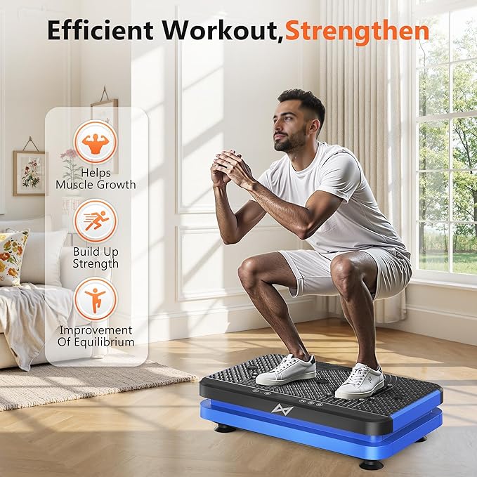 AXV Vibration Plate Fitness Platform Exercise Machine Vibrating Lymphatic Drainage Shaking Full Body Shaker Workout Vibrate Stand Shake Board Sport Gym for Weight Loss Fat Burner for Women Men-Ruum Studio Home