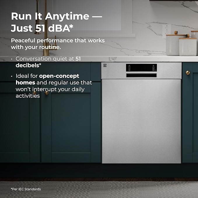 Kenmore 24" Built-in Stainless Steel Tub Dishwasher SmartWash, UltraWash, SmartDry Plus, MoreSpace Adjustable Rack, Energy Star Certified, Fingerprint Resistant-Ruum Studio Home