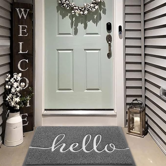 Door Mat (36"x24",Grey), Durable Welcome Mat Low Profile Floor Mat Front Doormat Non Slip Mats Entrance Rectangular Easy to Clean Doormat, for Entryway, Patio, High Traffic Areas-Ruum Studio Home