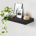 Deep Floating Shelves for Wall | 24 Inch Wide x 12 Inch Deep Black Floating Shelves | 24W x 12D Rustic Wood Wide Wall Shelves | Bookshelf Laundry Shelf TV Shelf-Ruum Studio Home