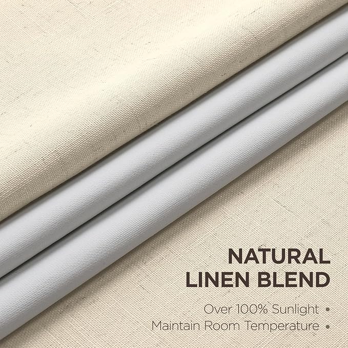 Joydeco Pinch Pleated Linen Curtains for Living Room, 100% Blackout Curtains 84 inches Long 2 Panel Thermal Insulated Pinch Pleat Drapes(Bleached Sand,40'' Wx84'' L)-Ruum Studio Home