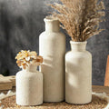 Ceramic Vases Set of 3, Whitewashed Neutral Flower Vases Home Decor, Pottery Rustic Farmhouse Decorative Vases Modern Decor for Table Mantel Entryway Bookshelf Living Room Kitchen Bedroom-Ruum Studio Home