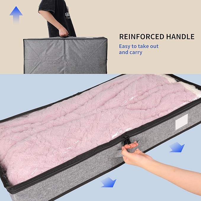 Fixwal 2 Pack Under Bed Storage Containers, Below 4.5 Inches Low Profile Underbed Organizer Clothes Storage with Sturdy Sidewalls and Bottom-Ruum Studio Home