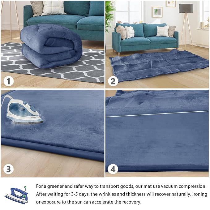 Baby Play Mat for Floor Tummy Time Mat Nursery Rug Muscle Mat Area Rug Playroom Rug Tatami Mat 4'11x3'28" Memory Foam 1.3" Thick Crawling Mat for Babies,Toddlers, Infants, Kids,Floor Mat(Blue)-Ruum Studio Home