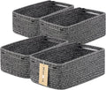 Small Storage Baskets for Organizing | Closet Organizer Bins | Shelf Toy Basket | Woven Rope Baskets | Cube Decorative Box | Shallow Basket | 13x8.5x5.1” | 4 Packs Dark Gray-Ruum Studio Home