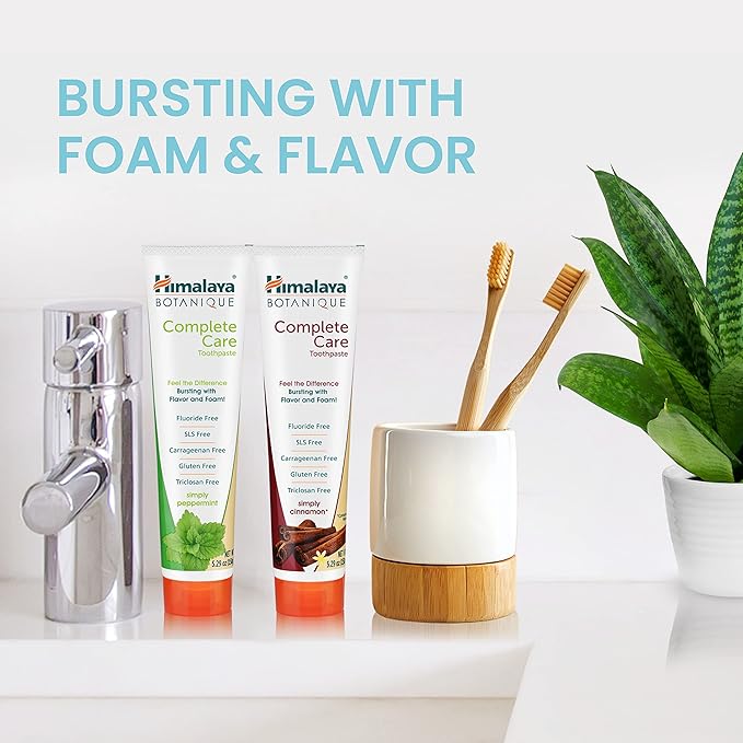 Himalaya Botanique Complete Care Toothpaste, Herbal, Variety Pack, Peppermint and Cinnamon Flavor, Fights Plaque, Freshens Breath, Fluoride Free, No Artificial Flavors, SLS Free, Cruelty Free, 5.29 Oz-Ruum Studio Home