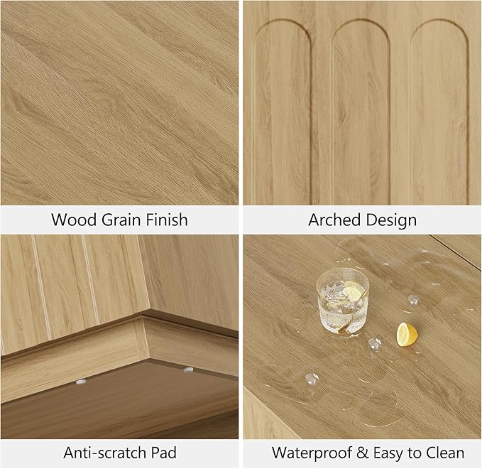 Lift Top Coffee Table with Storage, Modern Coffee Table with Arched Design, 31.5" Square Tea Table with Wood Grain, Boho Multifunctional Center Table for Living Room, Office, Oak-Ruum Studio Home